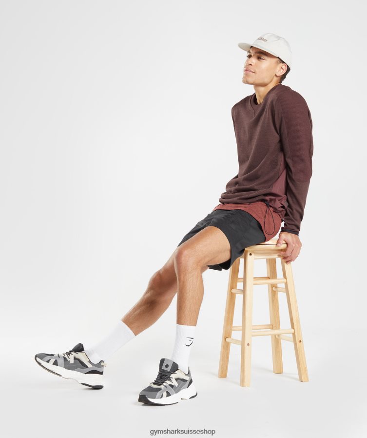 ch Gymshark Hommes équipe de reprise brun cerise chiné 02FP6T839 vêtements