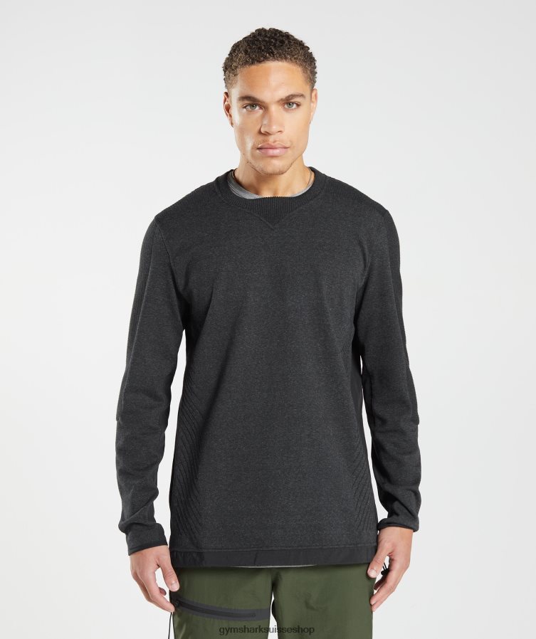 ch Gymshark Hommes équipe de reprise noir chiné 02FP6T830 vêtements
