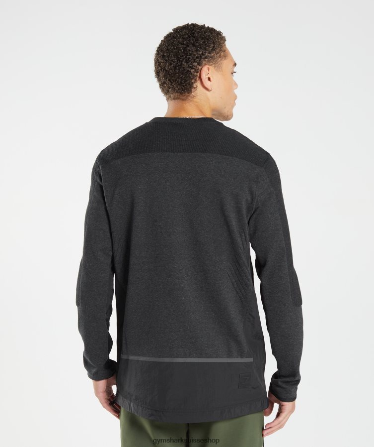 ch Gymshark Hommes équipe de reprise noir chiné 02FP6T830 vêtements