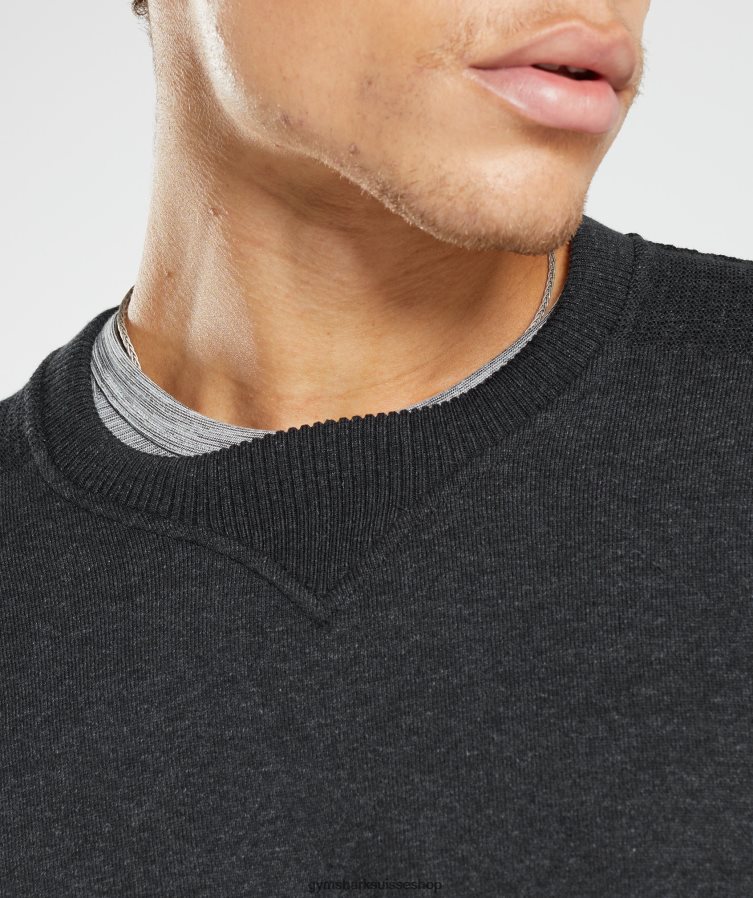 ch Gymshark Hommes équipe de reprise noir chiné 02FP6T830 vêtements