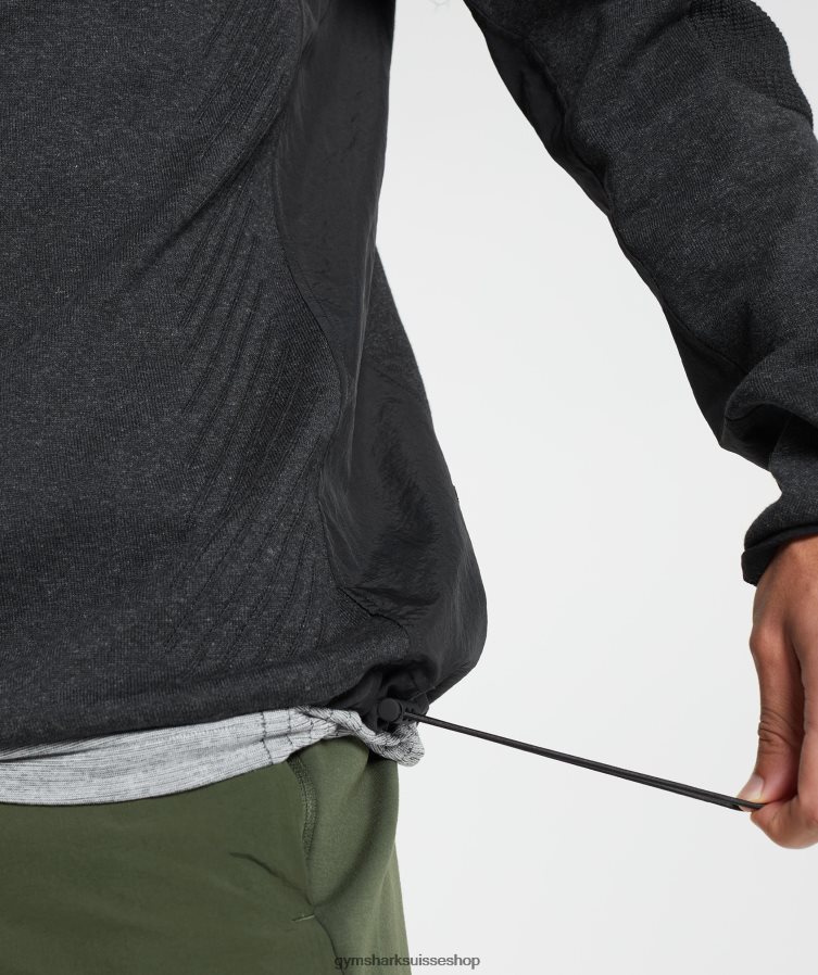 ch Gymshark Hommes équipe de reprise noir chiné 02FP6T830 vêtements