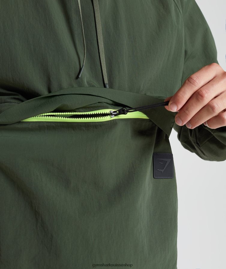 ch Gymshark Hommes reprendre l\'anorak mousse d\'olivier 02FP6T834 vêtements