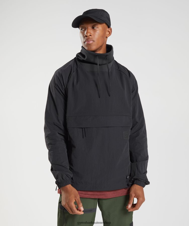 ch Gymshark Hommes reprendre l'anorak noir 02FP6T828 vêtements