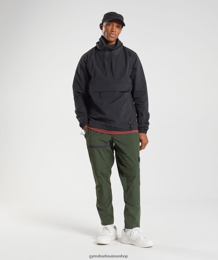 ch Gymshark Hommes reprendre l\'anorak noir 02FP6T828 vêtements