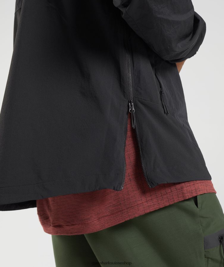 ch Gymshark Hommes reprendre l\'anorak noir 02FP6T828 vêtements