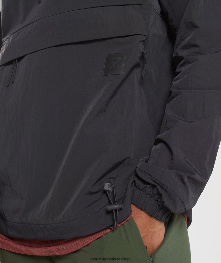 ch Gymshark Hommes reprendre l\'anorak noir 02FP6T828 vêtements