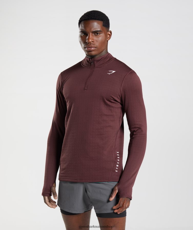 ch Gymshark Hommes sport 1/4 zip marron au four 02FP6T822 vêtements