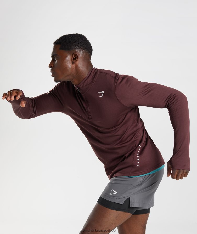 ch Gymshark Hommes sport 1/4 zip marron au four 02FP6T822 vêtements