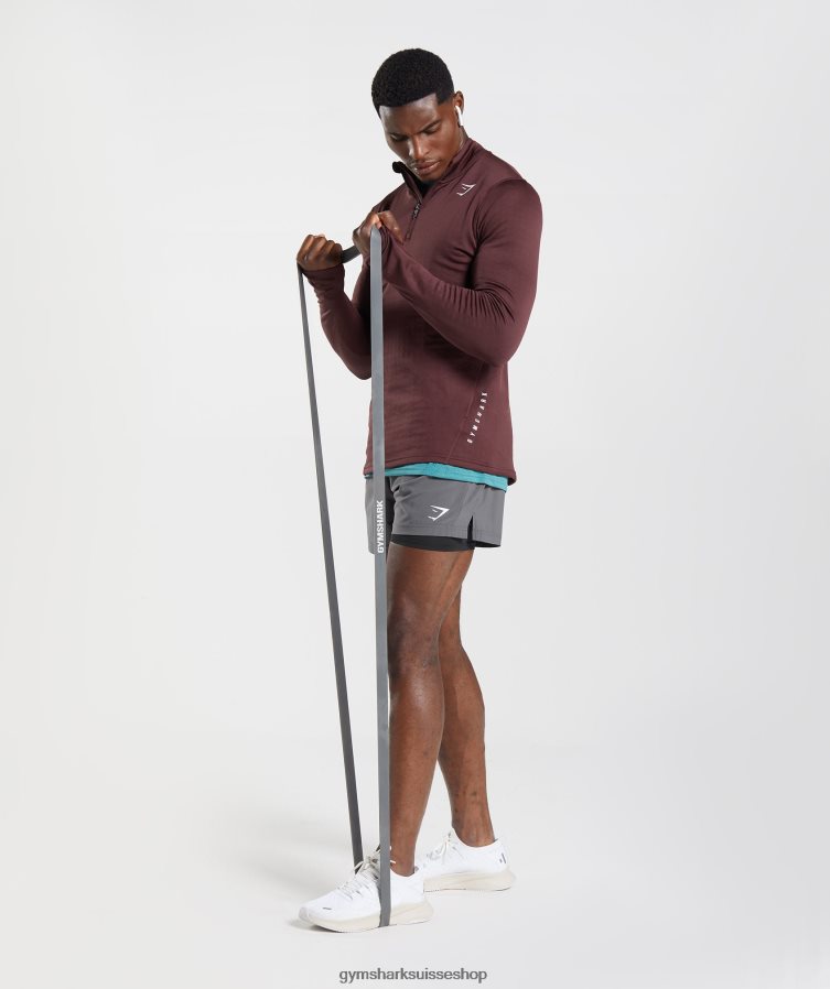ch Gymshark Hommes sport 1/4 zip marron au four 02FP6T822 vêtements
