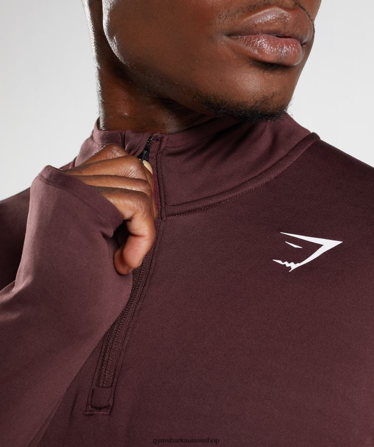 ch Gymshark Hommes sport 1/4 zip marron au four 02FP6T822 vêtements
