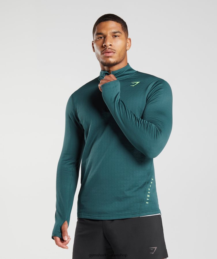 ch Gymshark Hommes sport 1/4 zip sarcelle d'hiver 02FP6T815 vêtements