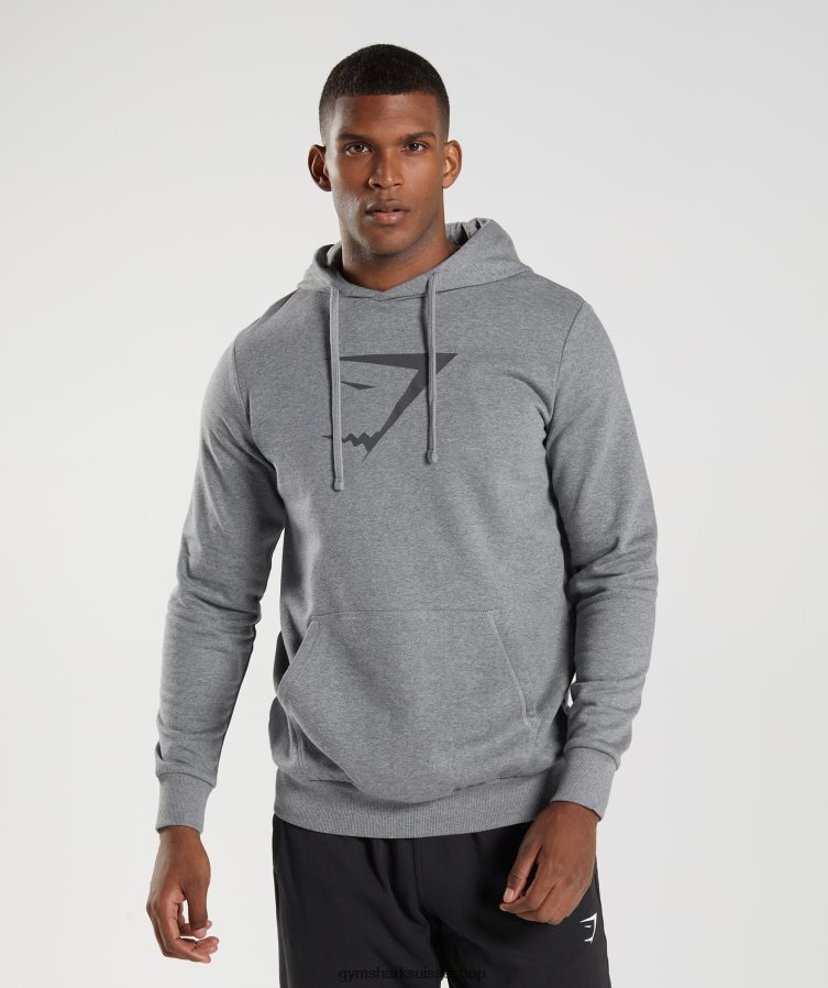 ch Gymshark Hommes sweat à capuche Sharkhead gris anthracite chiné 02FP6T873 vêtements