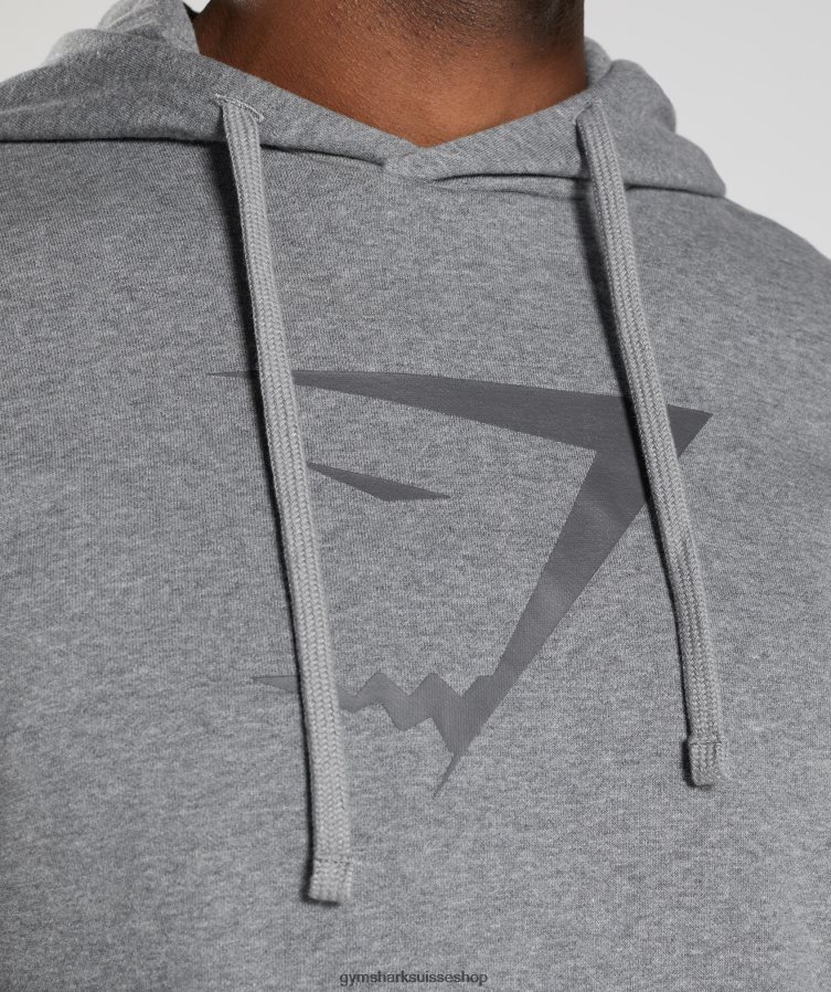 ch Gymshark Hommes sweat à capuche Sharkhead gris anthracite chiné 02FP6T873 vêtements