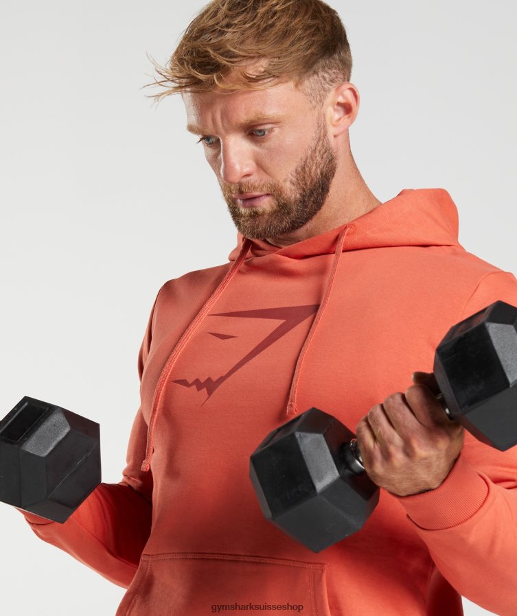 ch Gymshark Hommes sweat à capuche Sharkhead orage rouge 02FP6T865 vêtements