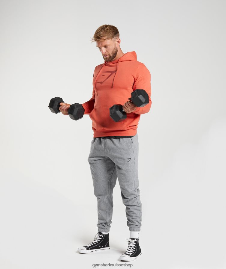 ch Gymshark Hommes sweat à capuche Sharkhead orage rouge 02FP6T865 vêtements