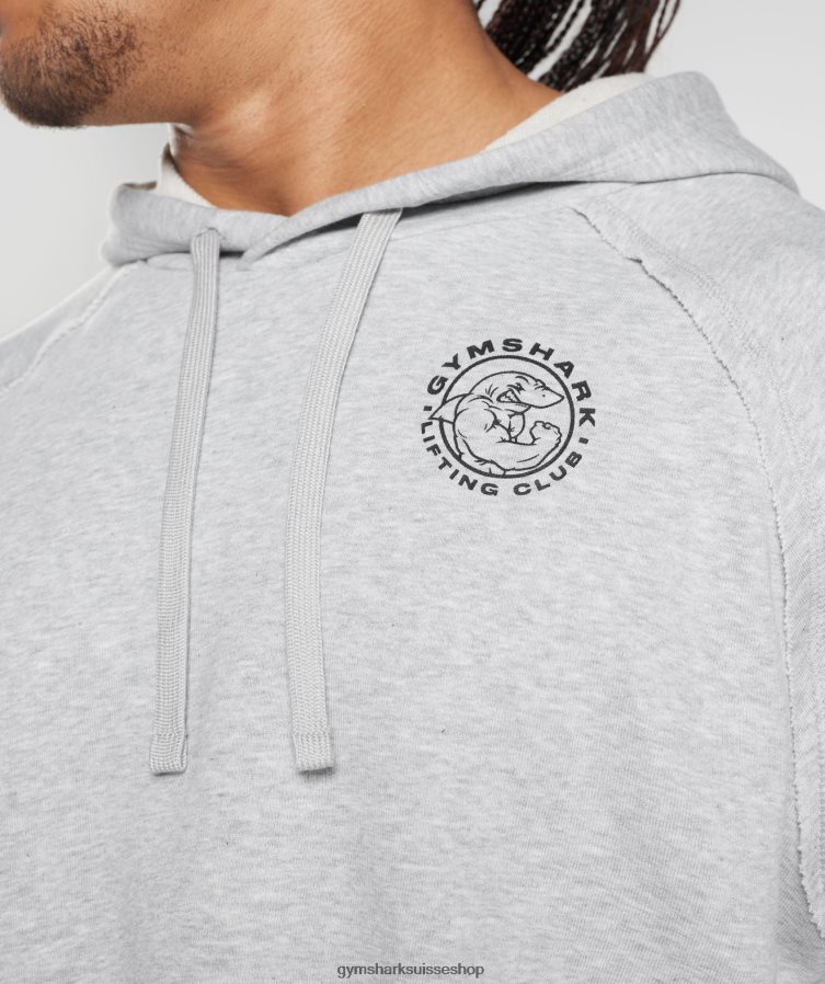 ch Gymshark Hommes sweat à capuche court à manches courtes gris clair chiné 02FP6T866 vêtements