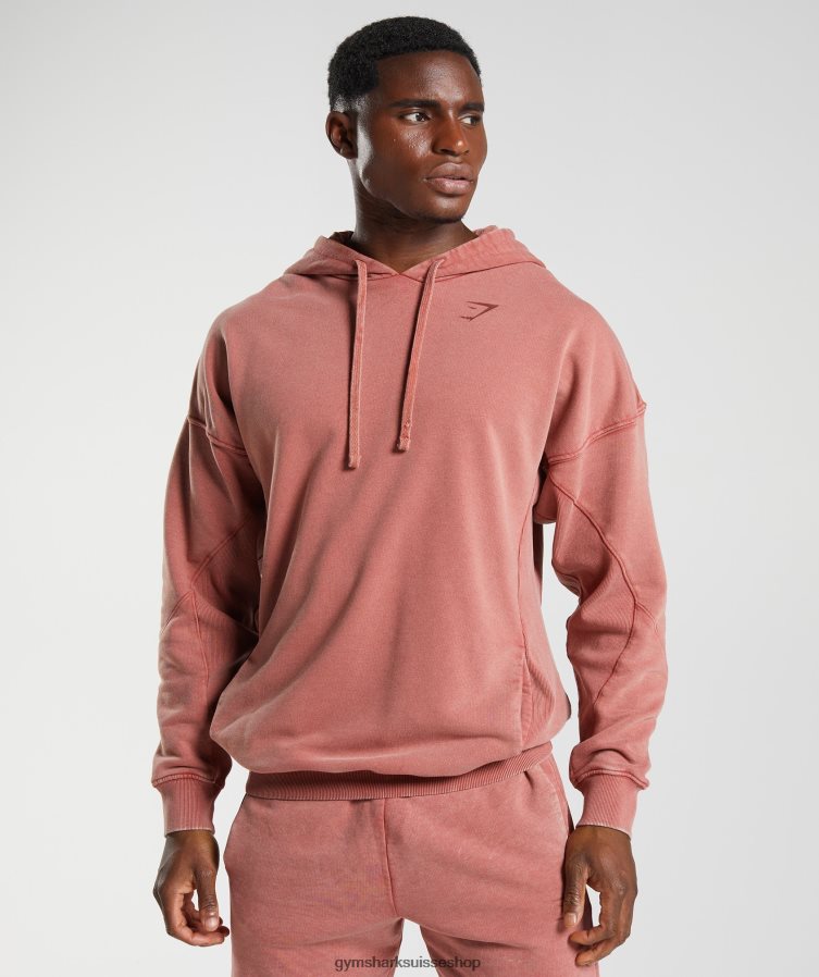ch Gymshark Hommes sweat à capuche délavé brun rosé 02FP6T792 vêtements