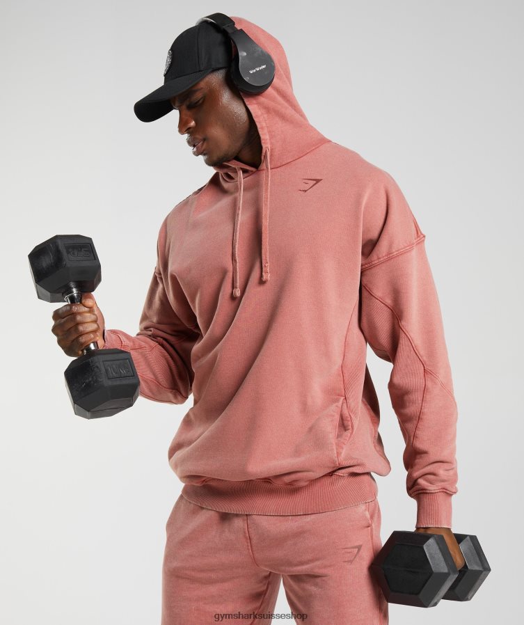 ch Gymshark Hommes sweat à capuche délavé brun rosé 02FP6T792 vêtements