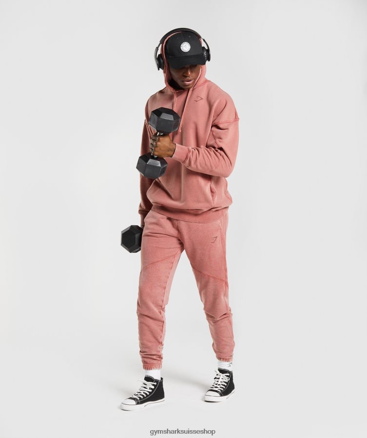 ch Gymshark Hommes sweat à capuche délavé brun rosé 02FP6T792 vêtements