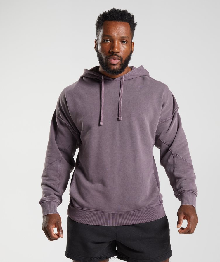 ch Gymshark Hommes sweat à capuche délavé musc lilas 02FP6T788 vêtements