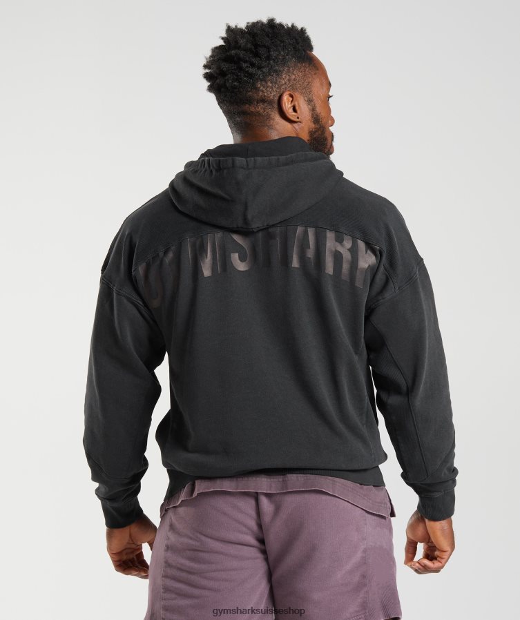 ch Gymshark Hommes sweat à capuche délavé noir 02FP6T835 vêtements