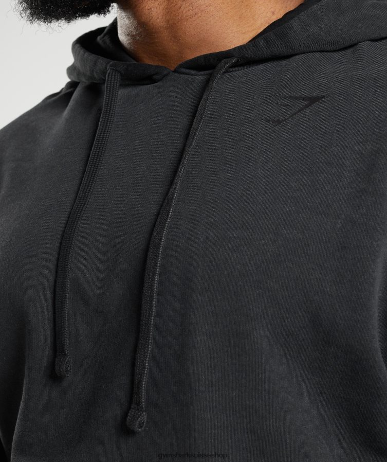 ch Gymshark Hommes sweat à capuche délavé noir 02FP6T835 vêtements
