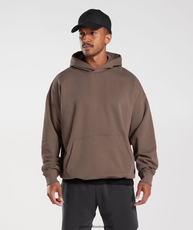ch Gymshark Hommes sweat à capuche essentiel pour les jours de repos brun truffe 02FP6T876 vêtements