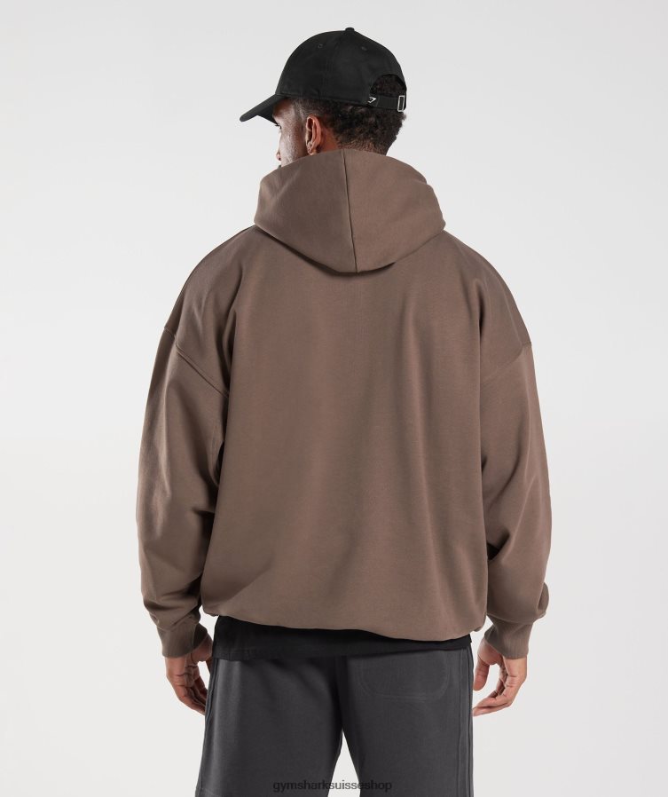 ch Gymshark Hommes sweat à capuche essentiel pour les jours de repos brun truffe 02FP6T876 vêtements