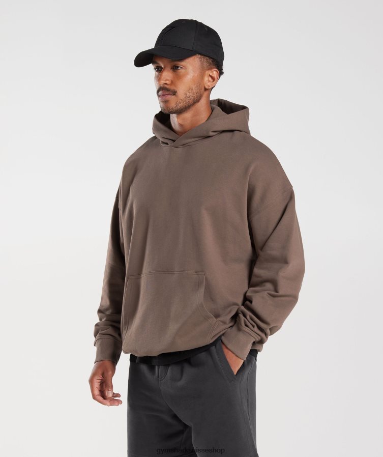 ch Gymshark Hommes sweat à capuche essentiel pour les jours de repos brun truffe 02FP6T876 vêtements