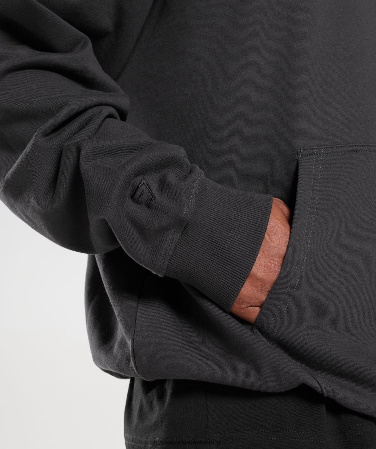 ch Gymshark Hommes sweat à capuche essentiel pour les jours de repos gris onyx 02FP6T801 vêtements