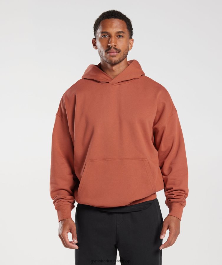 ch Gymshark Hommes sweat à capuche essentiel pour les jours de repos kaki rouge 02FP6T797 vêtements