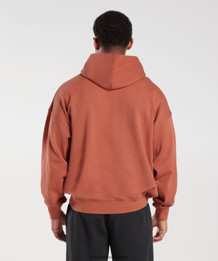 ch Gymshark Hommes sweat à capuche essentiel pour les jours de repos kaki rouge 02FP6T797 vêtements
