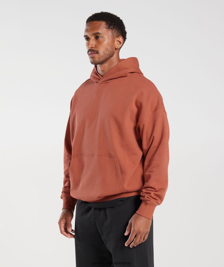 ch Gymshark Hommes sweat à capuche essentiel pour les jours de repos kaki rouge 02FP6T797 vêtements