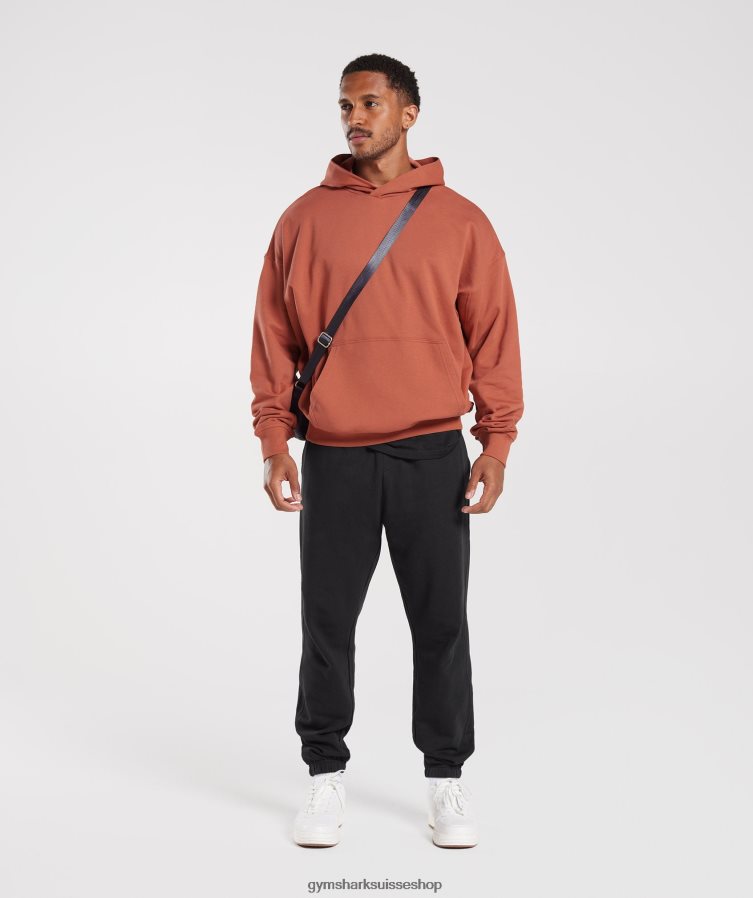 ch Gymshark Hommes sweat à capuche essentiel pour les jours de repos kaki rouge 02FP6T797 vêtements