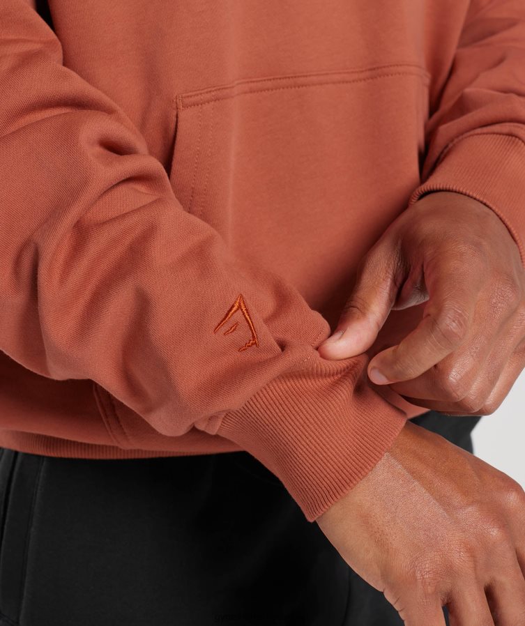 ch Gymshark Hommes sweat à capuche essentiel pour les jours de repos kaki rouge 02FP6T797 vêtements