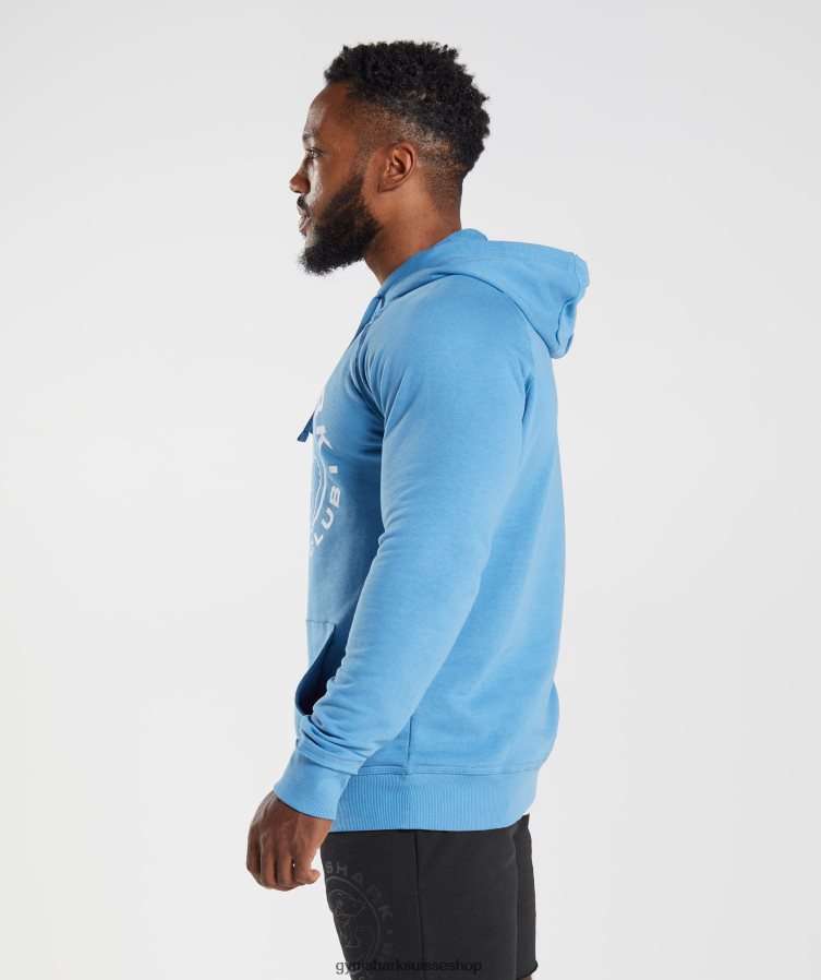 ch Gymshark Hommes sweat à capuche hérité bleu côtier 02FP6T855 vêtements