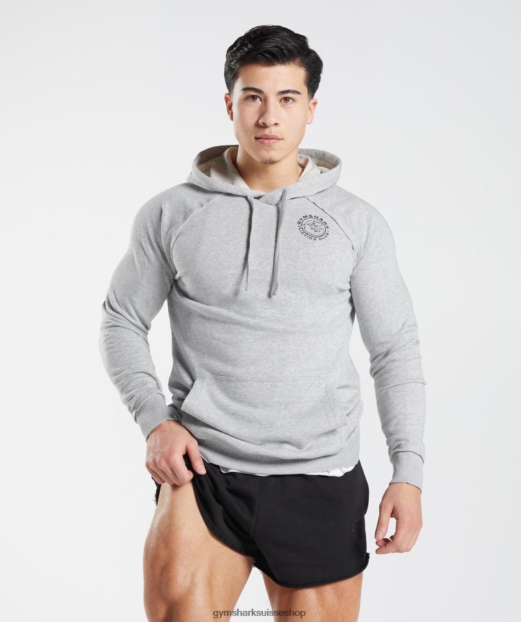 ch Gymshark Hommes sweat à capuche hérité gris clair chiné 02FP6T837 vêtements