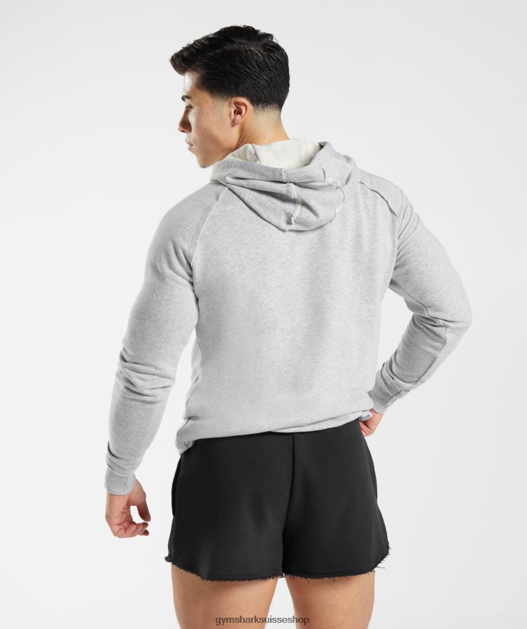 ch Gymshark Hommes sweat à capuche hérité gris clair chiné 02FP6T837 vêtements