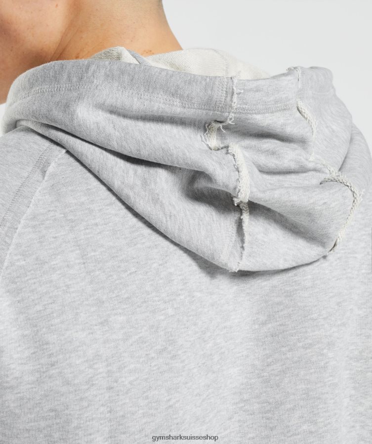 ch Gymshark Hommes sweat à capuche hérité gris clair chiné 02FP6T837 vêtements