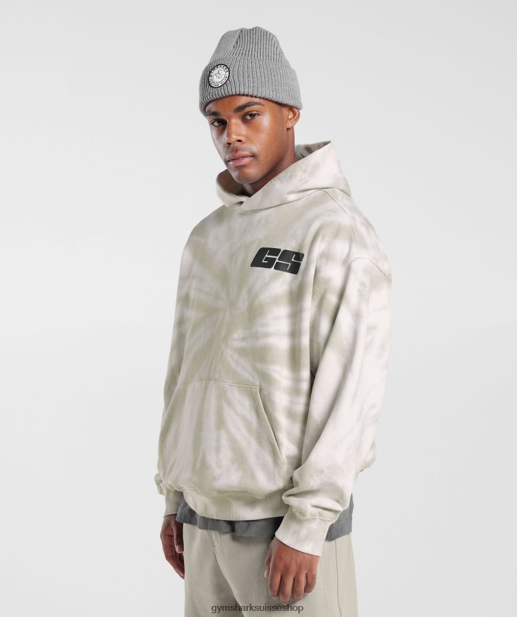 ch Gymshark Hommes sweat à capuche jour de repos blanc/brun champignon/lavage optique spirale 02FP6T802 vêtements