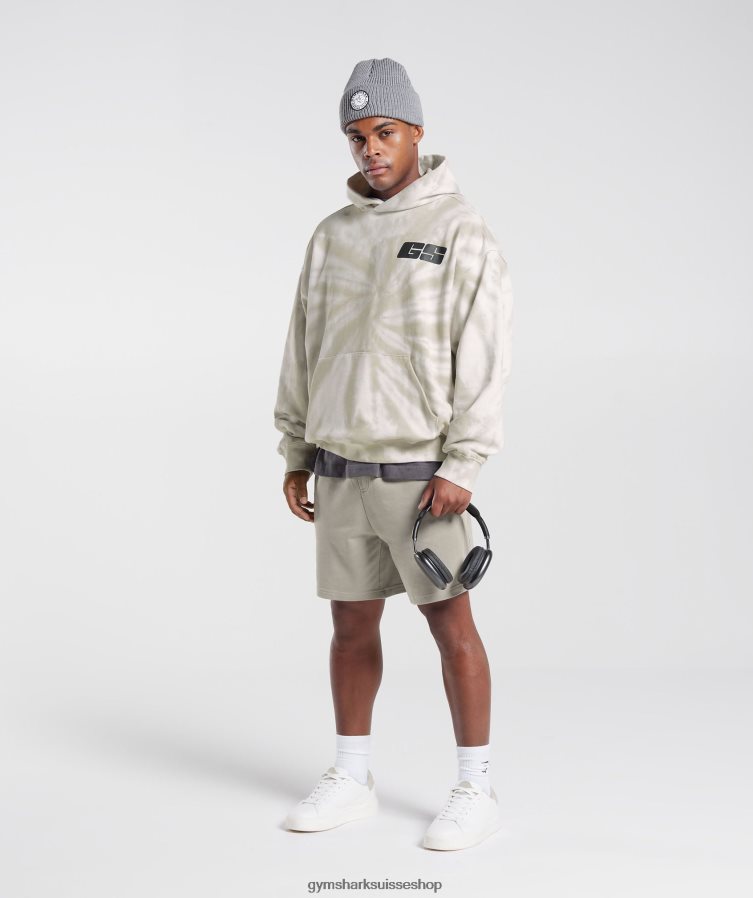 ch Gymshark Hommes sweat à capuche jour de repos blanc/brun champignon/lavage optique spirale 02FP6T802 vêtements