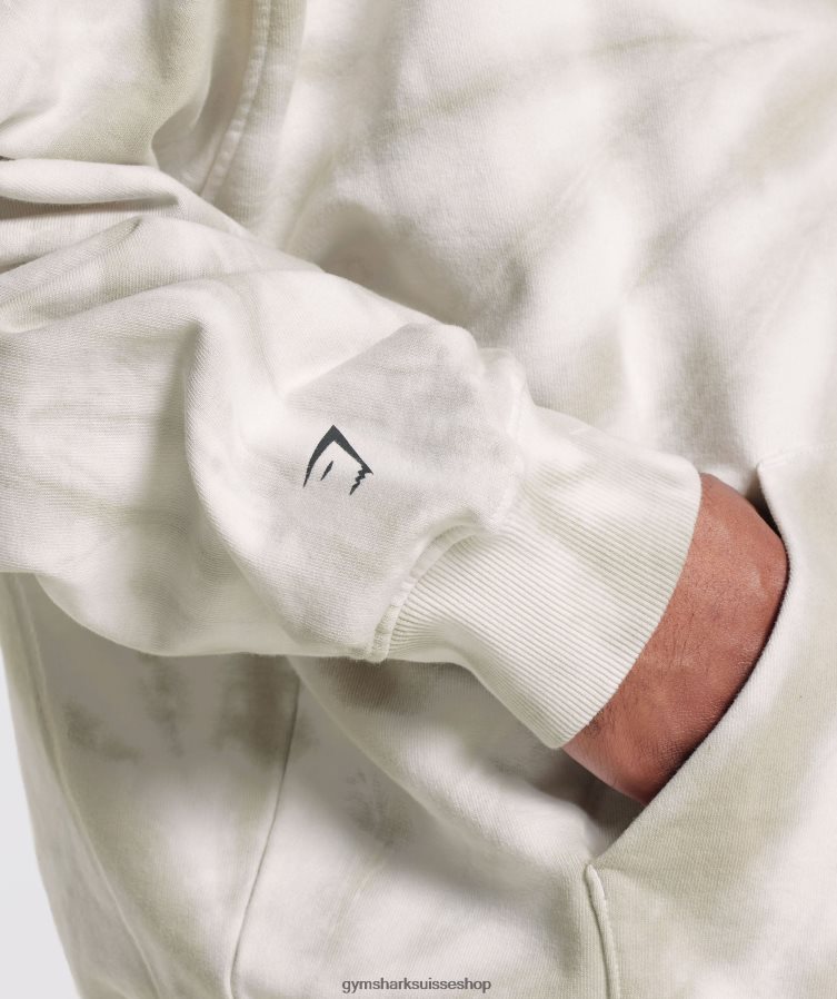 ch Gymshark Hommes sweat à capuche jour de repos blanc/brun champignon/lavage optique spirale 02FP6T802 vêtements