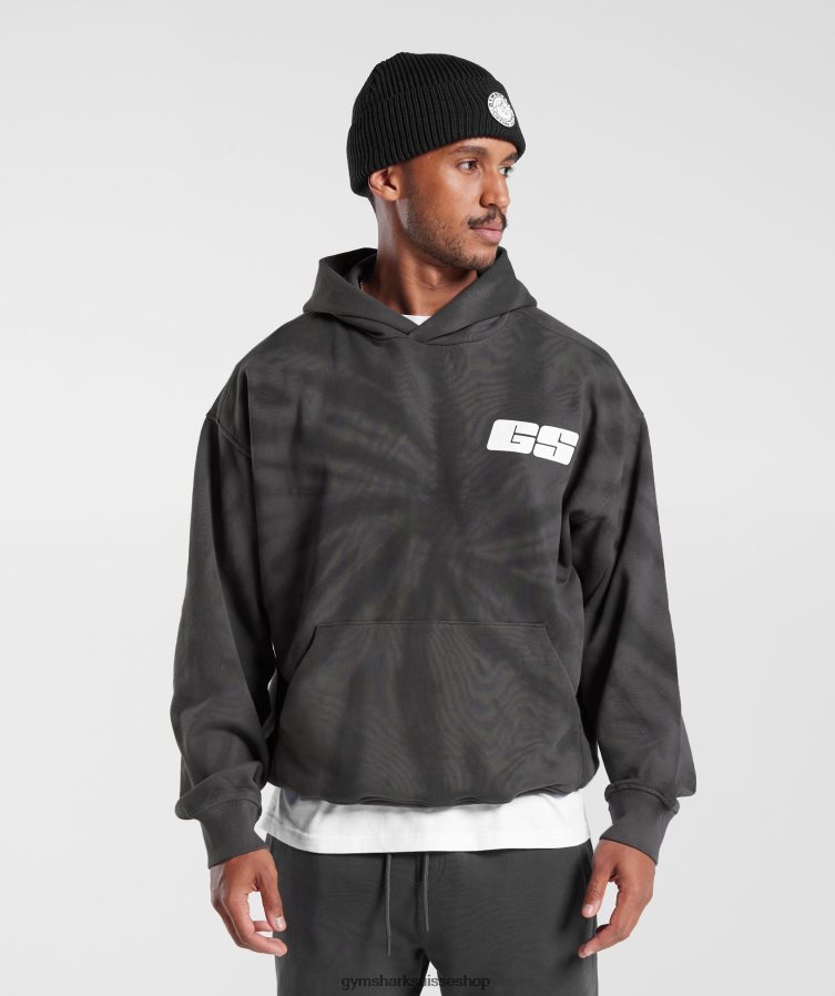 ch Gymshark Hommes sweat à capuche jour de repos silhouette gris/noir/délavage optique spirale 02FP6T803 vêtements