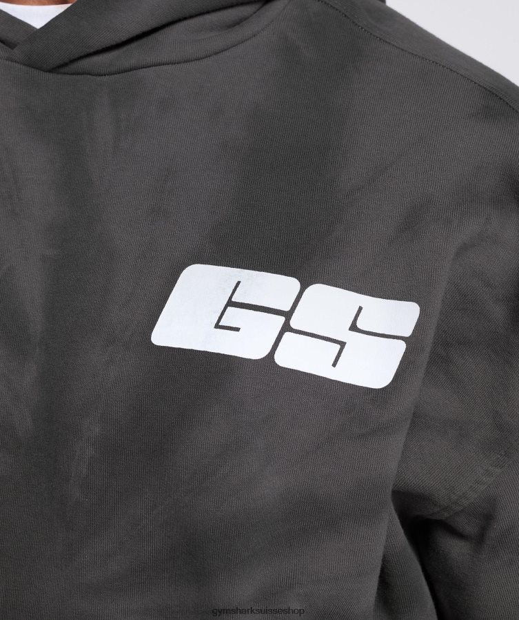 ch Gymshark Hommes sweat à capuche jour de repos silhouette gris/noir/délavage optique spirale 02FP6T803 vêtements