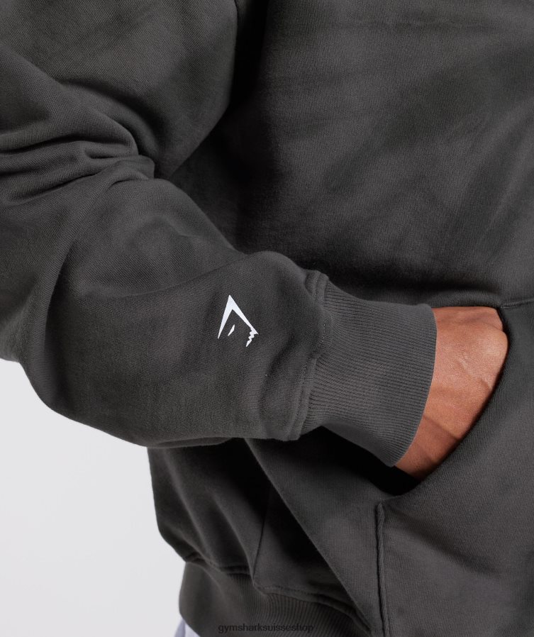 ch Gymshark Hommes sweat à capuche jour de repos silhouette gris/noir/délavage optique spirale 02FP6T803 vêtements