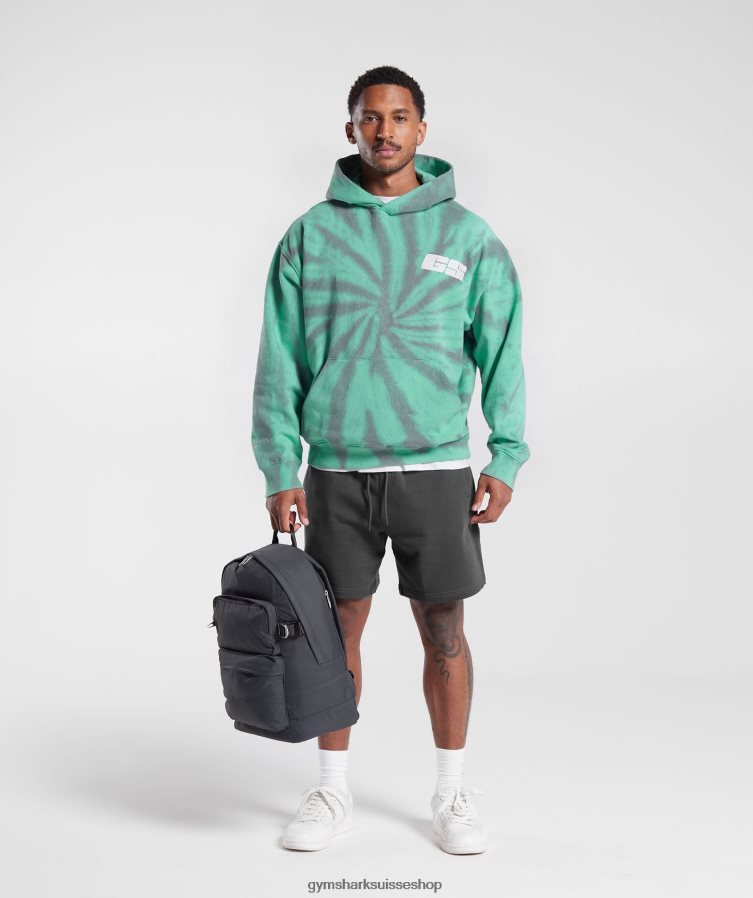 ch Gymshark Hommes sweat à capuche jour de repos vert oxydé/gris silhouette/délavage optique spirale 02FP6T799 vêtements