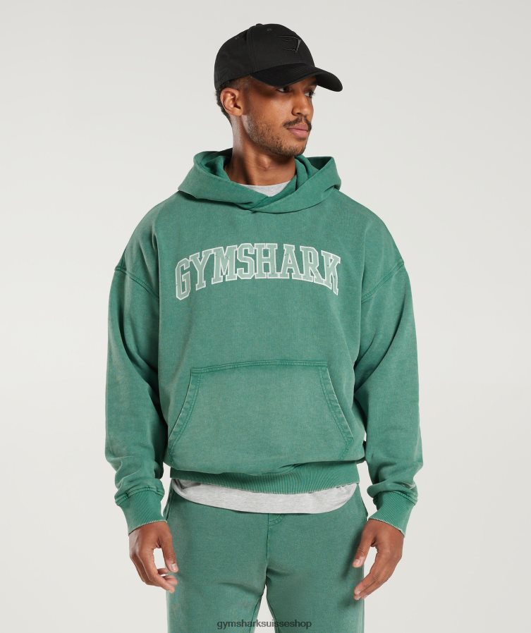 ch Gymshark Hommes sweat à capuche universitaire bleu sarcelle d'encre/lavage à l'acide 02FP6T875 vêtements