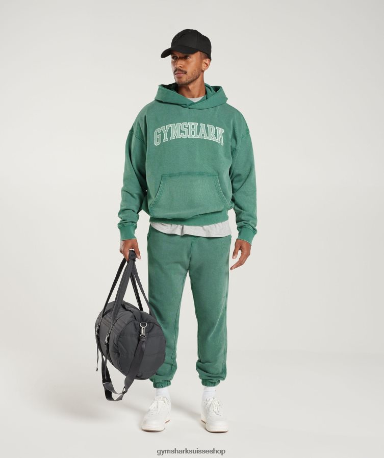 ch Gymshark Hommes sweat à capuche universitaire bleu sarcelle d\'encre/lavage à l\'acide 02FP6T875 vêtements