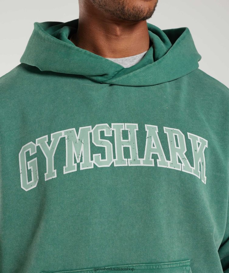 ch Gymshark Hommes sweat à capuche universitaire bleu sarcelle d\'encre/lavage à l\'acide 02FP6T875 vêtements