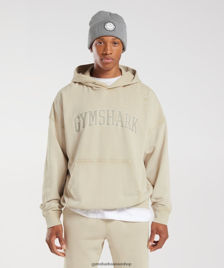 ch Gymshark Hommes sweat à capuche universitaire gris caillou/lavage à l'acide 02FP6T805 vêtements